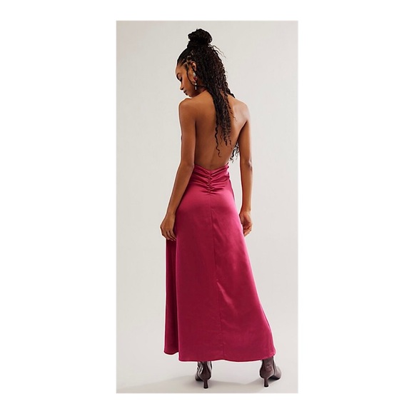 Free People Dance Till Dawn Satin Maxi Halter Maxi Dress, NWT, Large, Rose - Picture 3 of 16